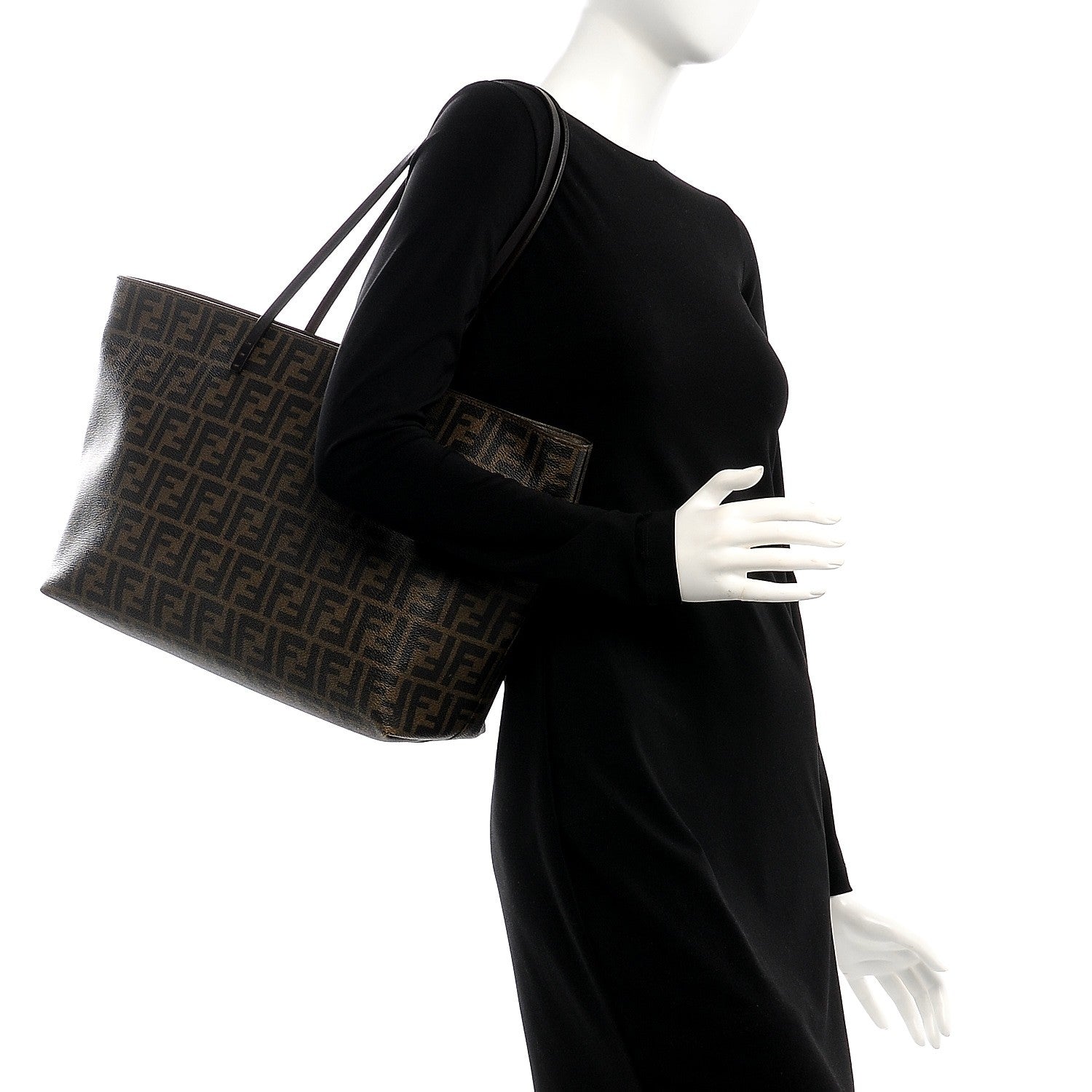 Fendi Zucca Spalmati Medium Roll Tote Tobacco Moro 2 of 13