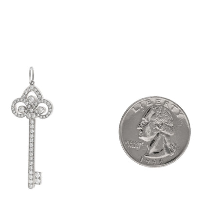 Tiffany Platinum Diamond Fleur De Lis Key Pendant 2 of 4