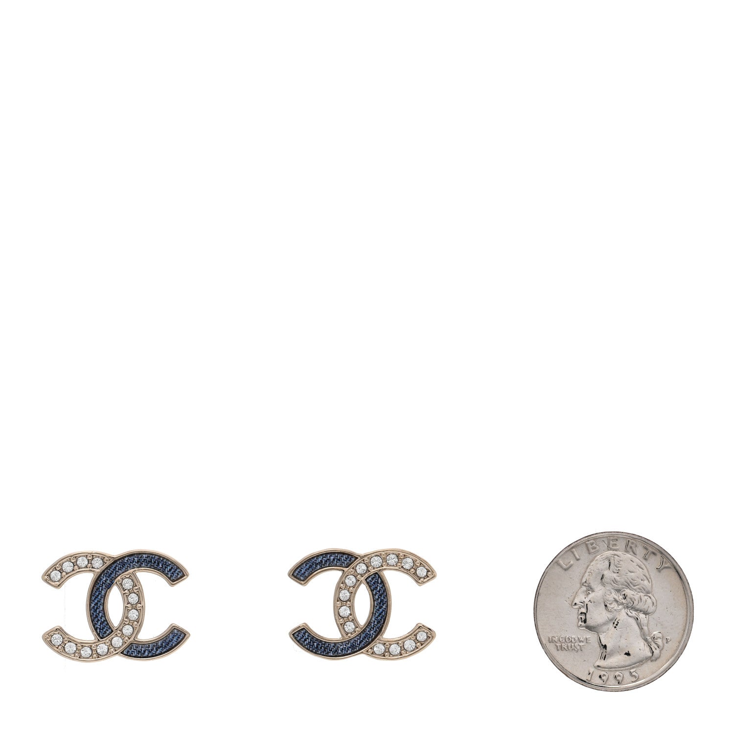 Chanel Enamel Crystal CC Earrings Denim Blue 2 of 5