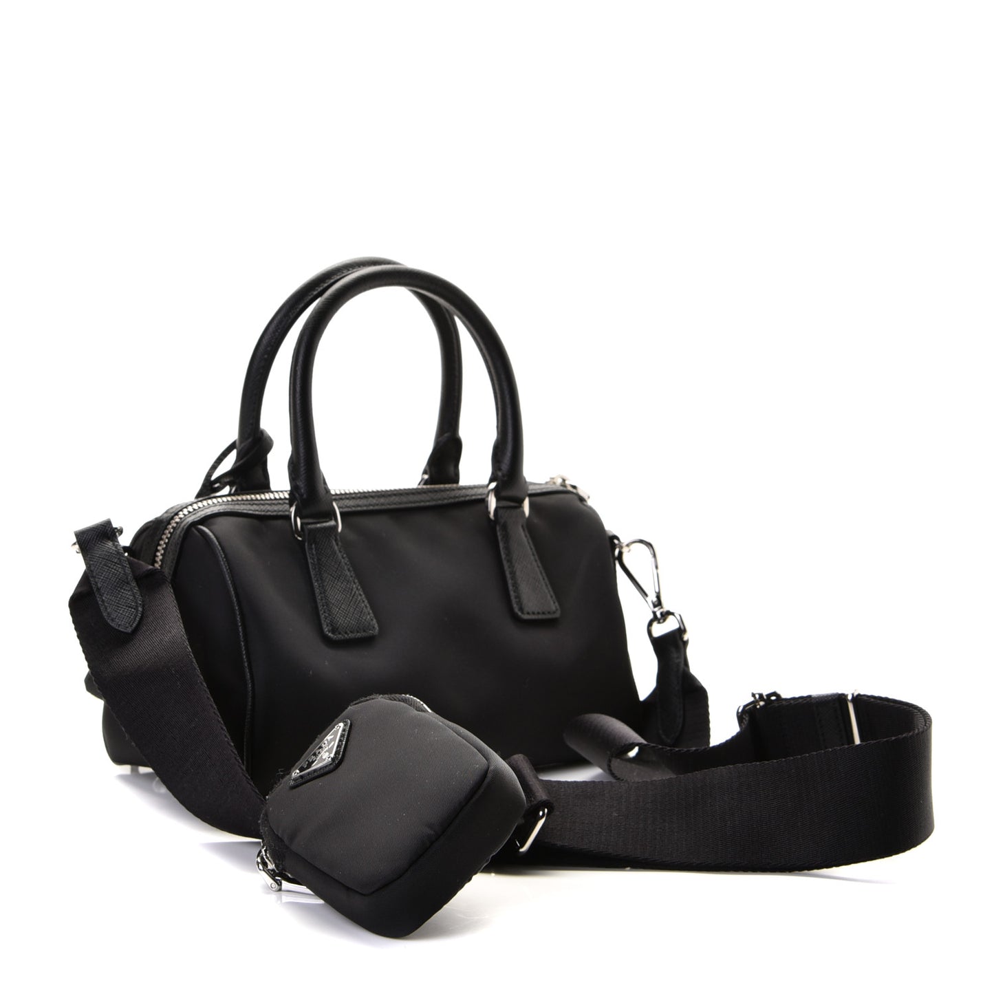 Nylon Saffiano Re-Edition 2005 Top Handle Crossbody Bag Black