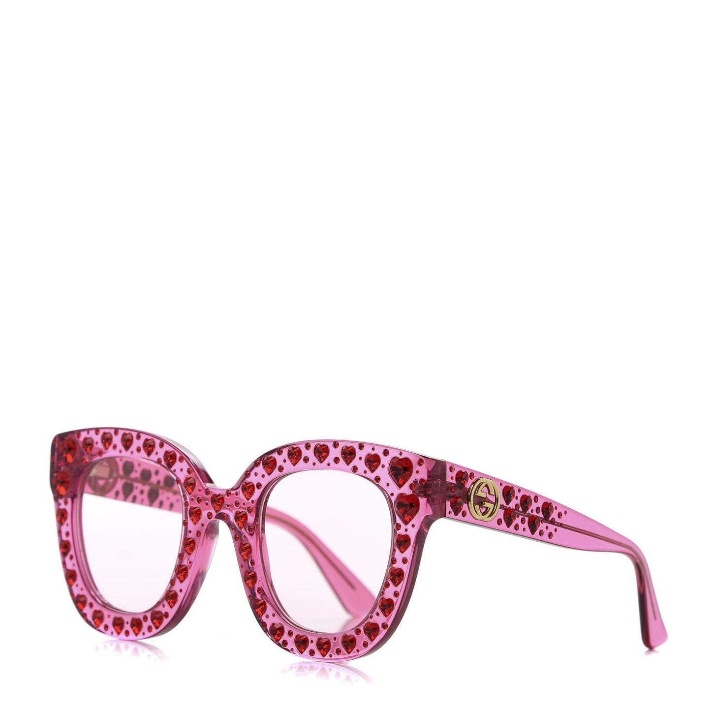 Acetate Crystal Heart GG0116S Sunglasses Fuchsia