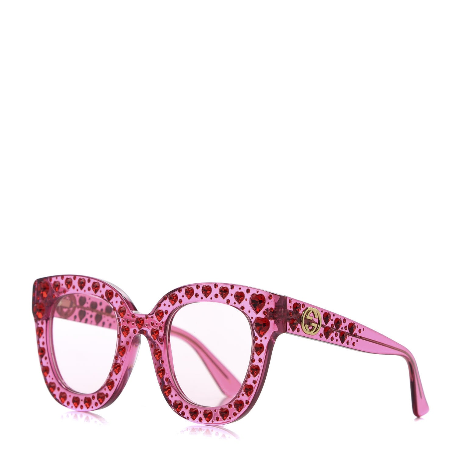 Gucci Acetate Crystal Heart GG0116S Sunglasses Fuchsia 1 of 8