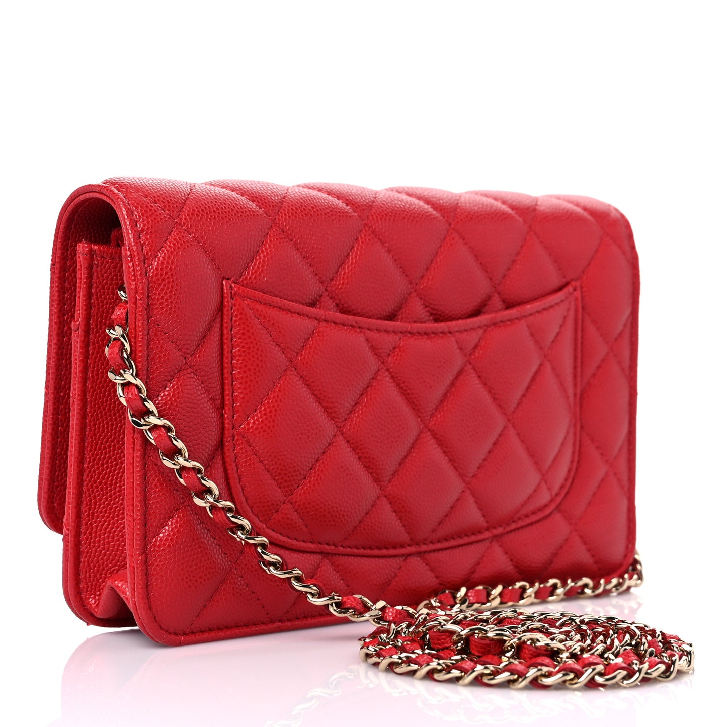 Caviar Quilted Wallet On Chain WOC Red