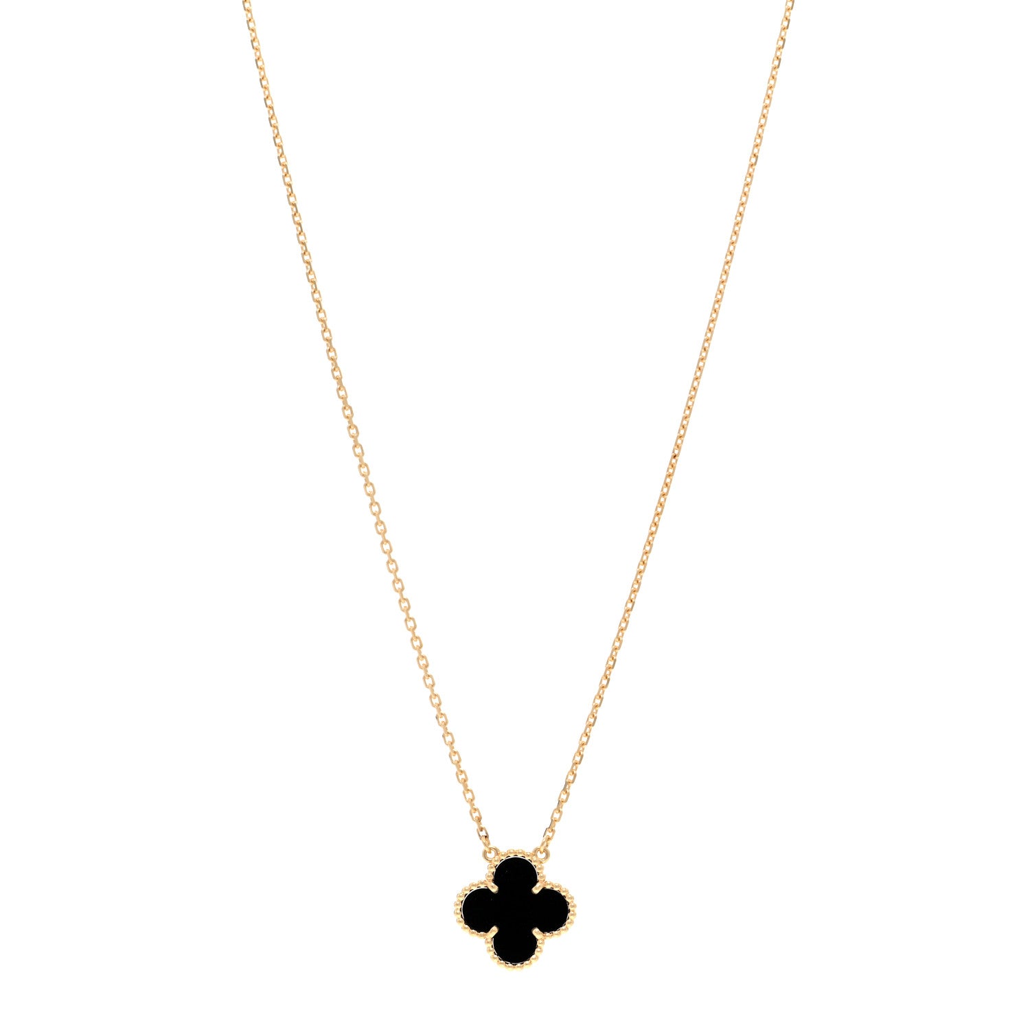 Van Cleef & Arpels VAN CLEEF & ARPELS 18K Yellow Gold Black Onyx Vintage Alhambra Pendant Necklace 1 of 6
