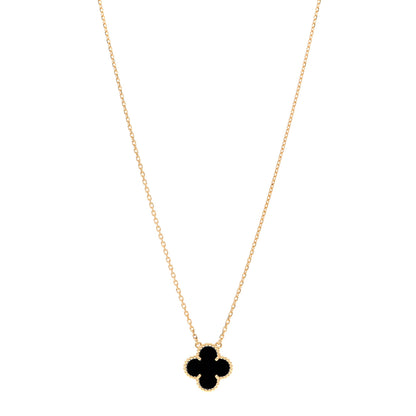 Van Cleef & Arpels VAN CLEEF & ARPELS 18K Yellow Gold Black Onyx Vintage Alhambra Pendant Necklace 1 of 6