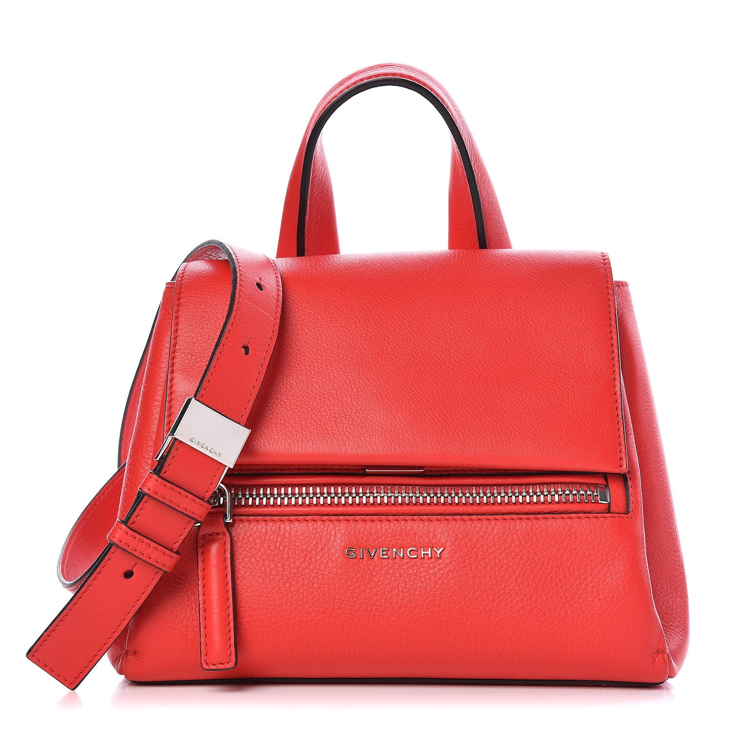 Waxy Grained Calfskin Mini Pandora Pure Flap Bag Red
