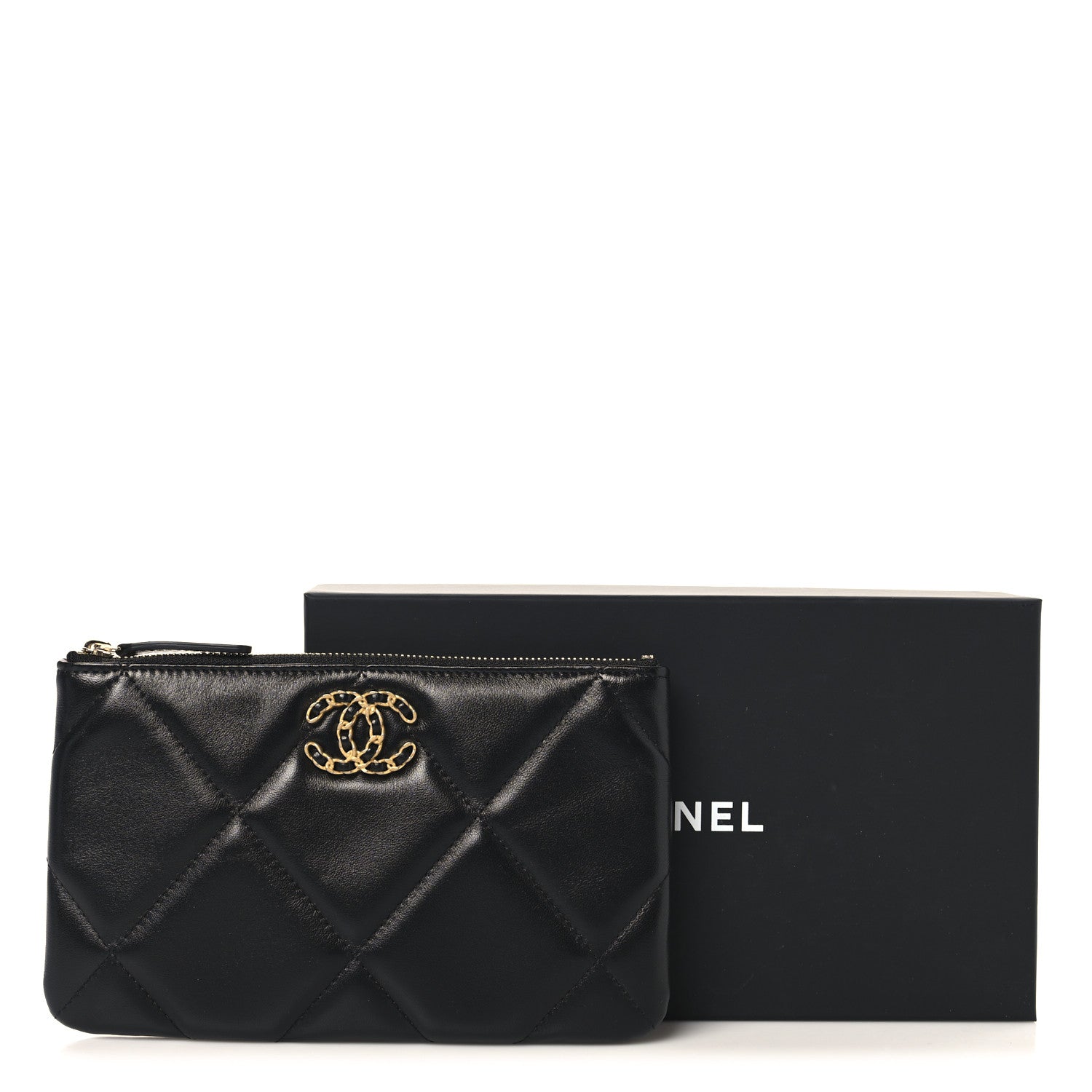 Chanel Lambskin Quilted Small Chanel 19 Pouch Black 8 of 8