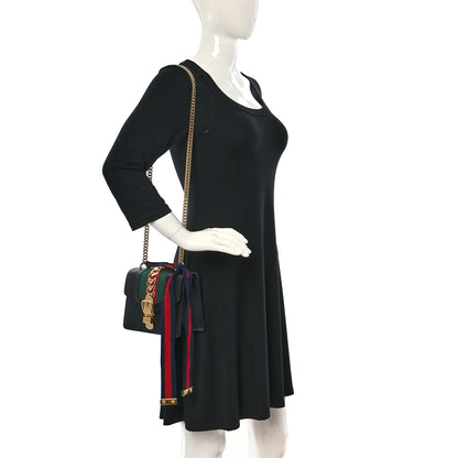 Gucci Calfskin Mini Sylvie Chain Shoulder Bag Black 2 of 12