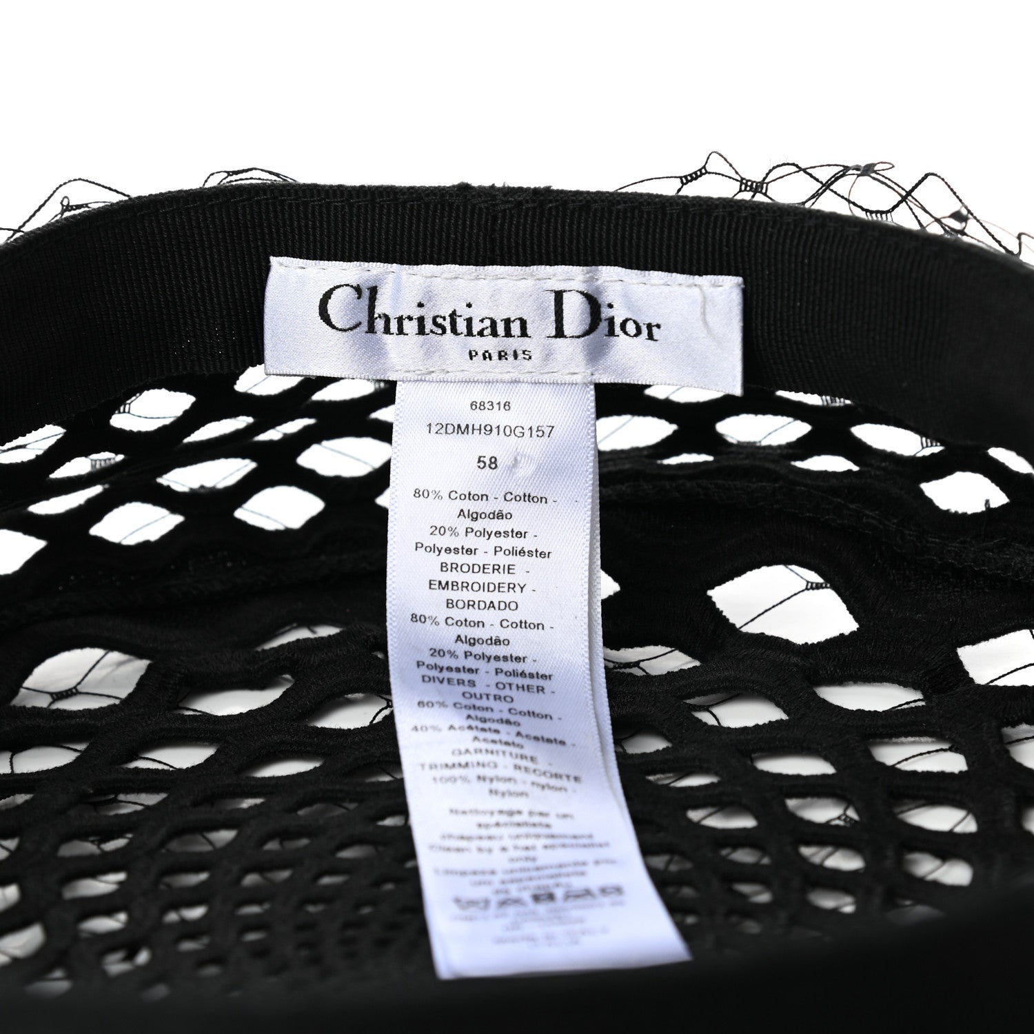 Christian Dior Mesh Arty Veil Beret 58 Black 8 of 9