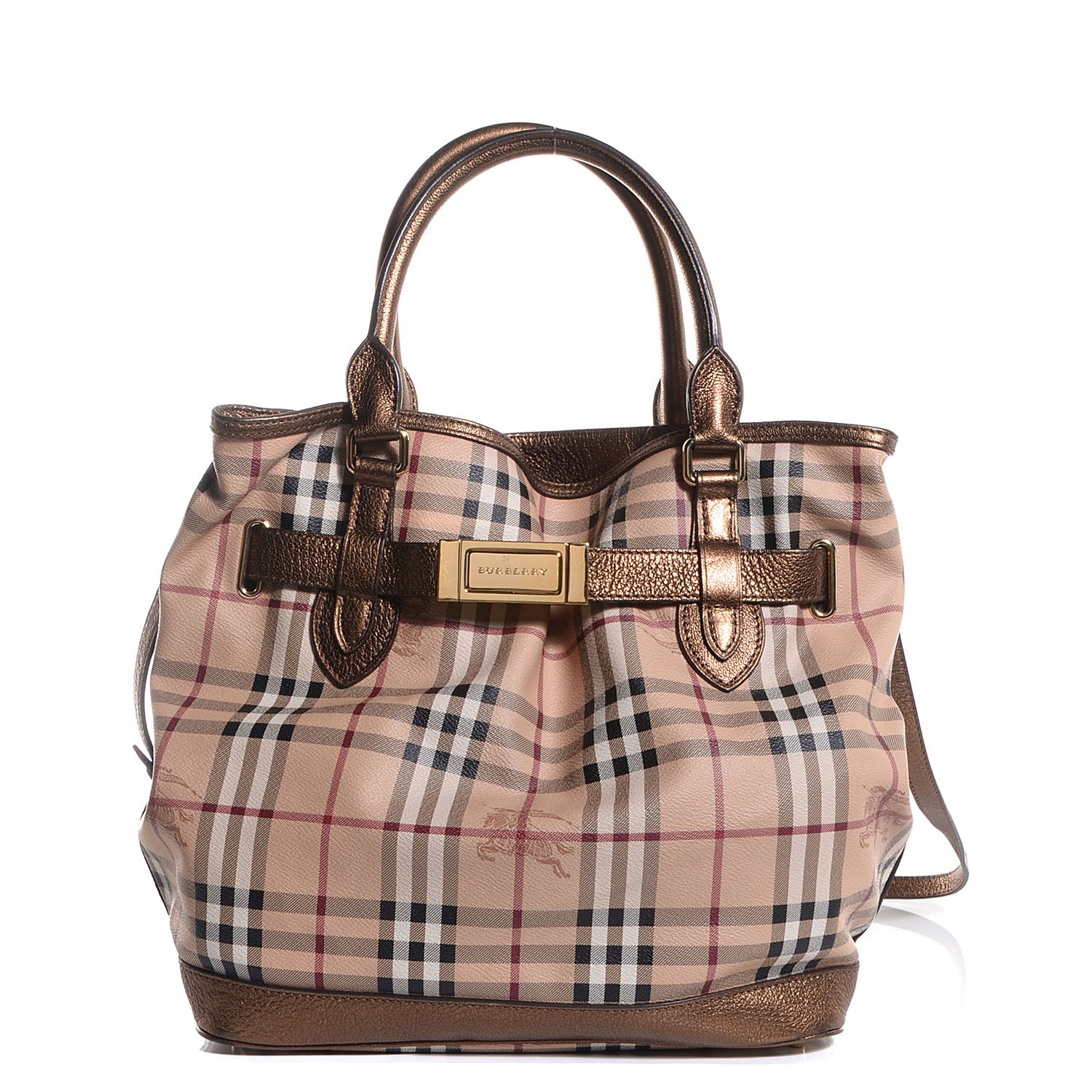 Burberry Haymarket Check Medium Golderton Tote Bronze 1 of 13