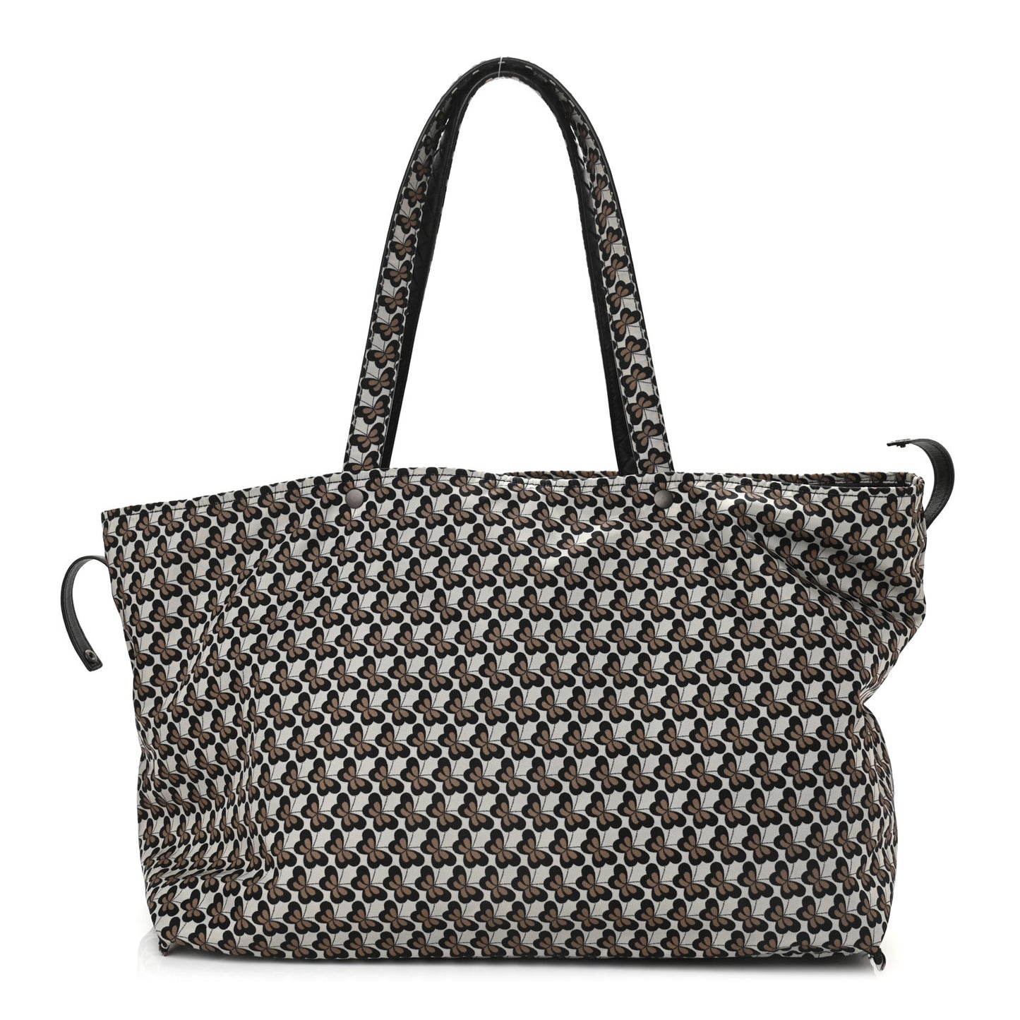 Nappa Nylon Medium Reversible Butterfly Shoulder Bag Black Cement