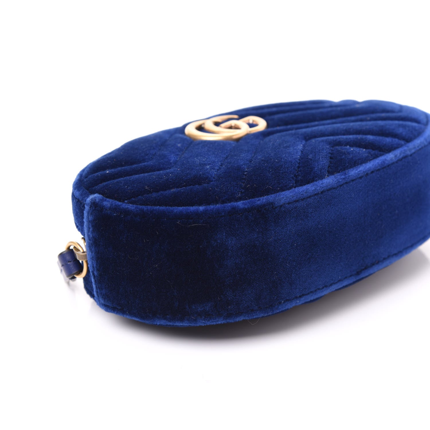 Gucci Velvet Matelasse GG Marmont Belt Bag 85 34 Cobalt Blue 5 of 9