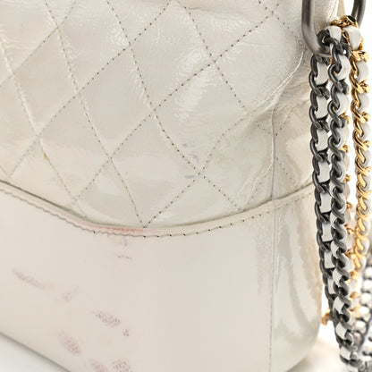 Chanel Patent Goatskin Quilted Medium Gabrielle Hobo White 18 of 25