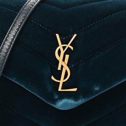 Saint Laurent Velvet Y Quilted Monogram Toy Loulou Chain Satchel Dark Ottanio 9 of 11