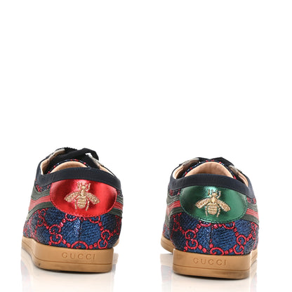 Gucci Lurex Calfskin Web GG Monogram Womens Falacer Sneakers 39 Iridescent Blue Iridescent Red Silver 5 of 9