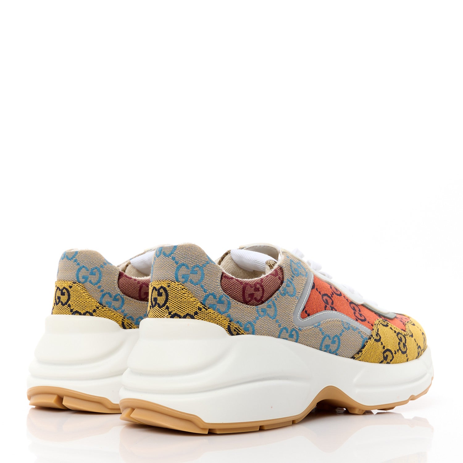 Gucci Monogram Multicolor Demetra Womens Rhyton Sneakers 41 Yellow Blue Great White Tabasco 4 of 8