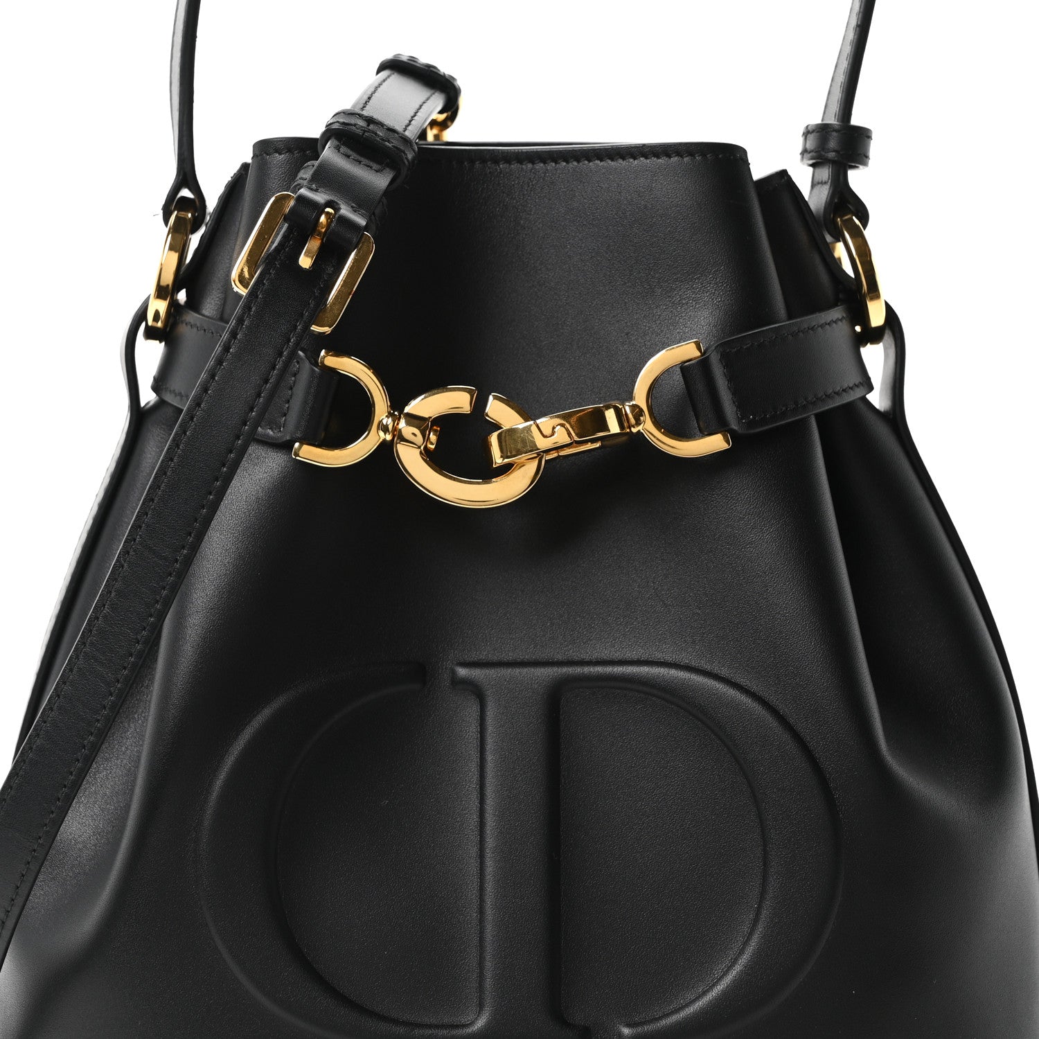 Christian Dior Calfskin CD Embossed Medium C'est Chain Bucket Bag Black 8 of 11