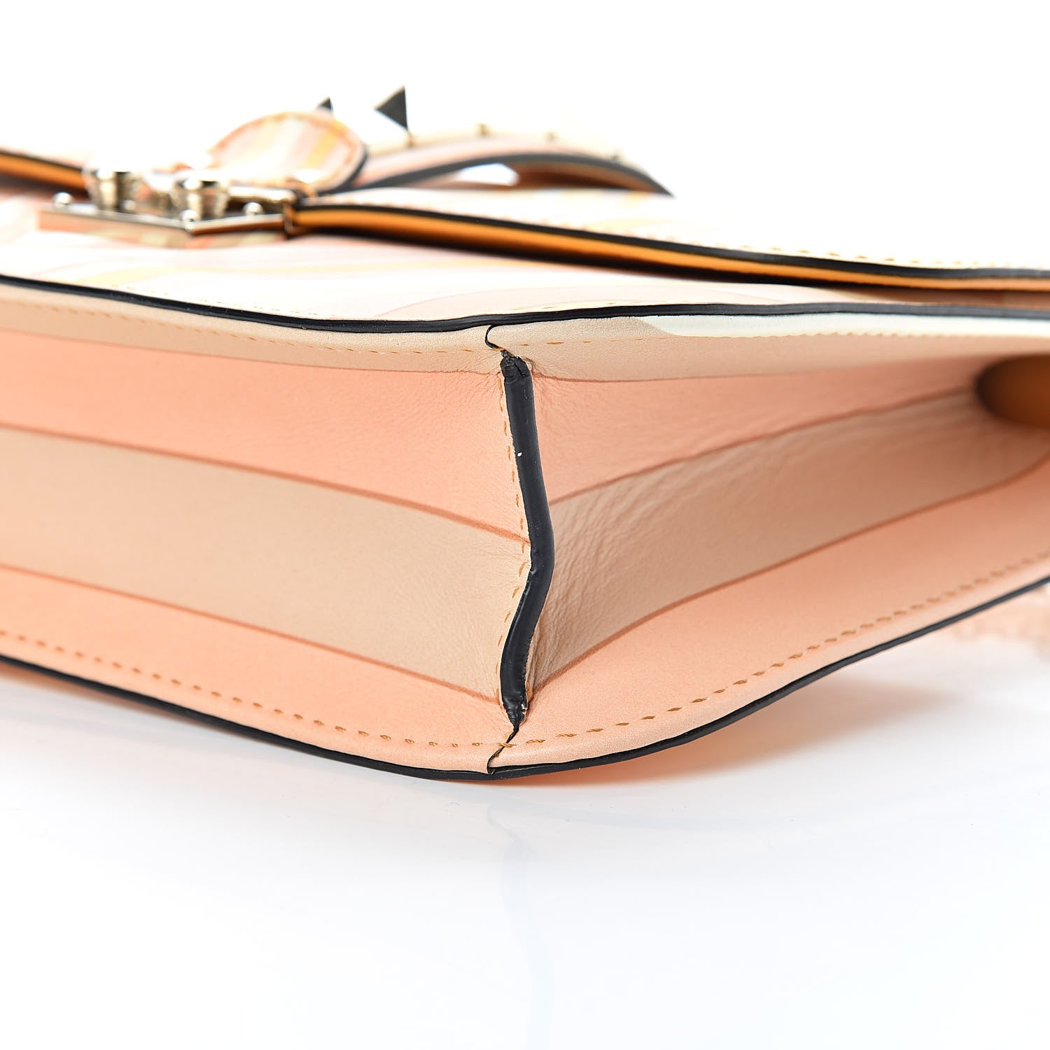 Valentino Garavani Vitello Native Couture 1975 Medium Glam Lock Rockstud Flap Mandarin Sorbet 9 of 9