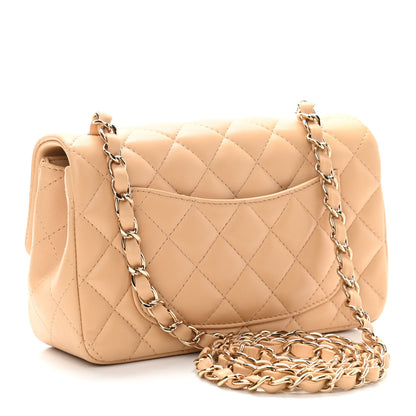 Chanel Lambskin Quilted Mini Rectangular Flap Beige 3 of 11