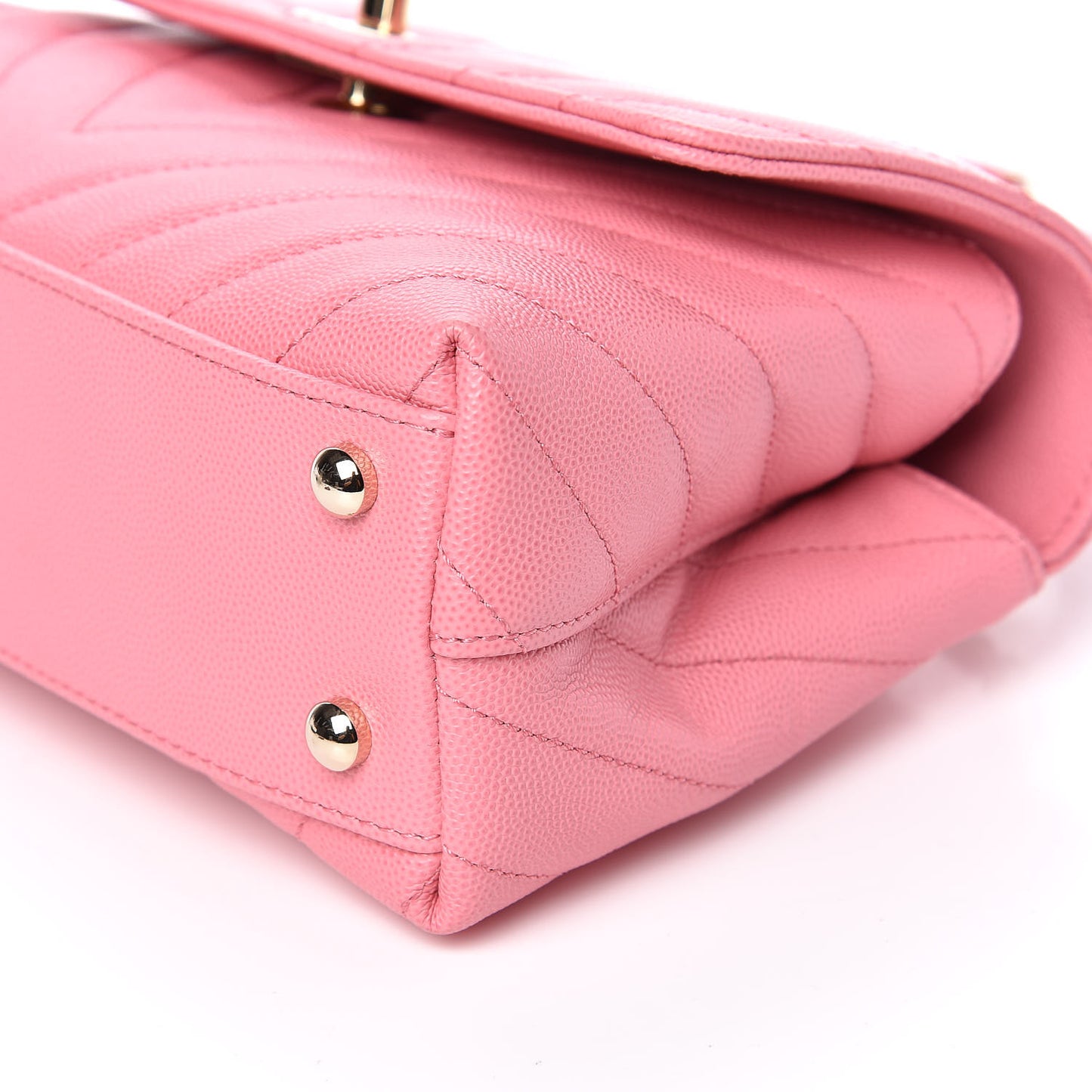 Caviar Chevron Quilted Mini Coco Handle Flap Pink