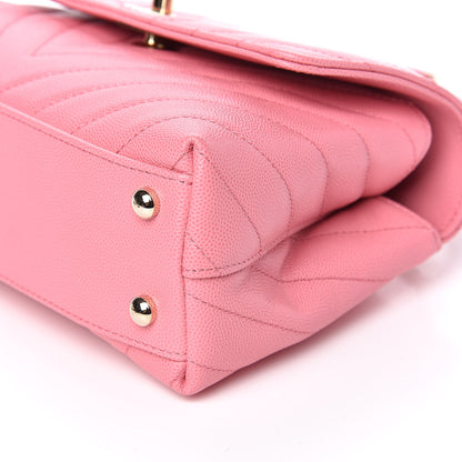 Chanel Caviar Chevron Quilted Mini Coco Handle Flap Pink 9 of 11