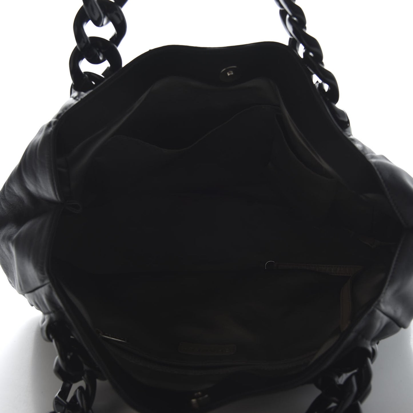 Calfskin Modern Chain Rhodoid East West Tote Black