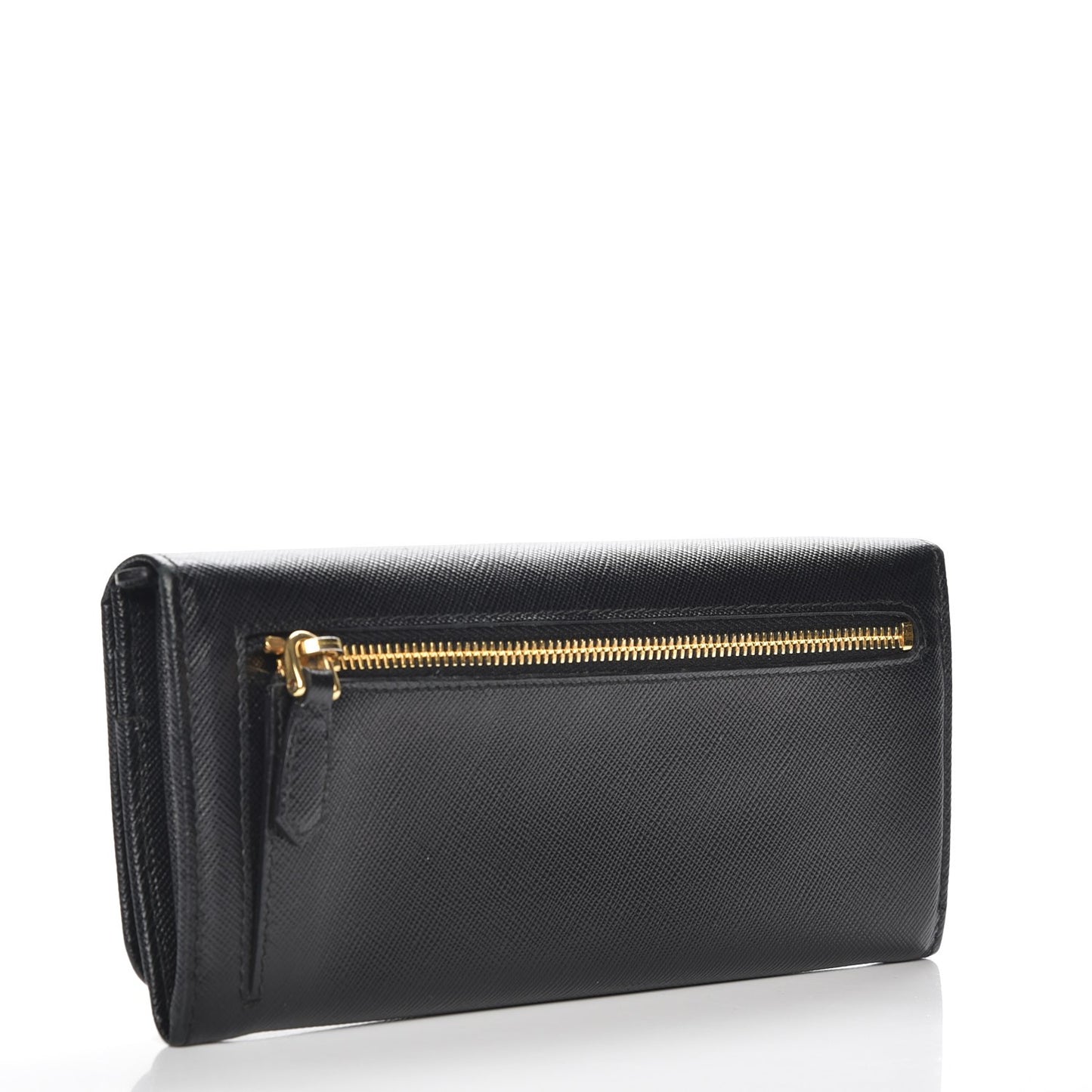 Saffiano Metal Continental Flap Wallet Nero Black