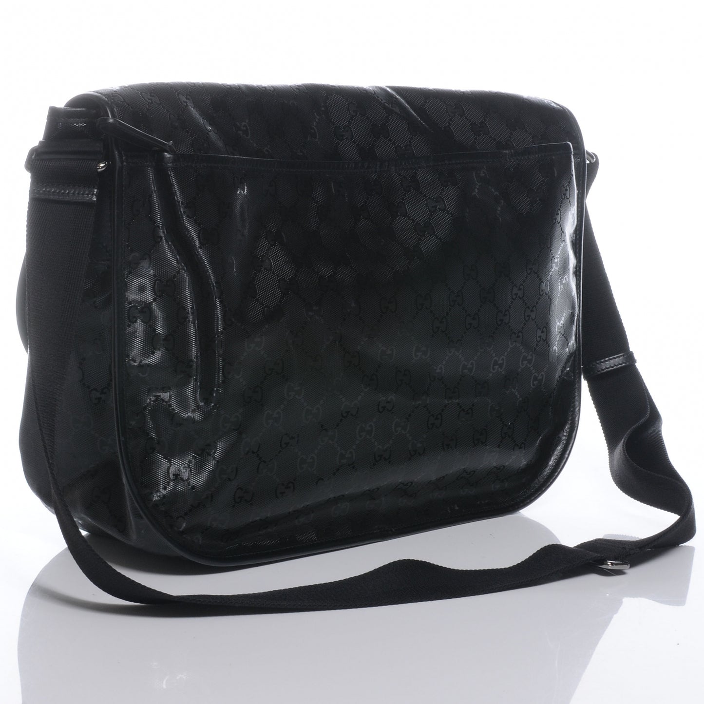 Imprime Monogram Large Double Buckle Flap Messenger Bag Black