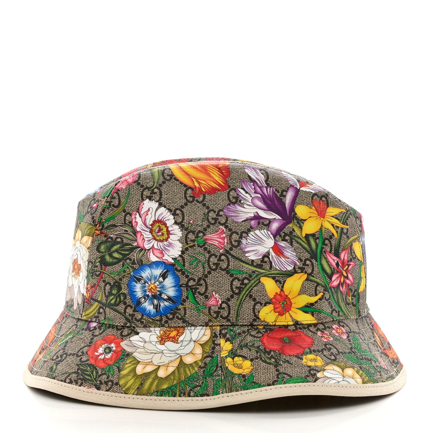 GG Supreme Monogram Flora Bucket Hat White