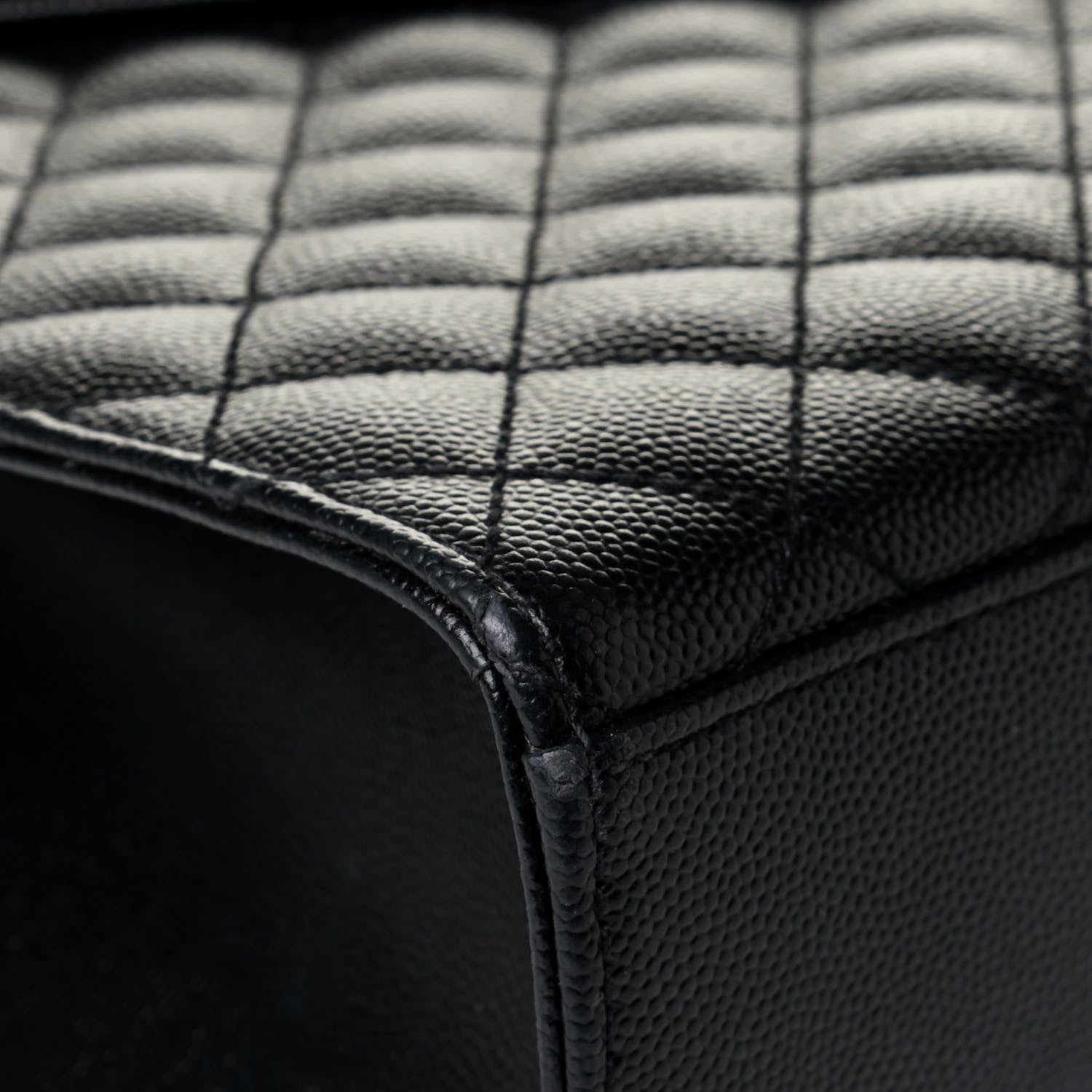 Saint Laurent Grain De Poudre Textured Mixed Matelasse Large Triquilt Monogram Monochrome Satchel Black 6 of 6