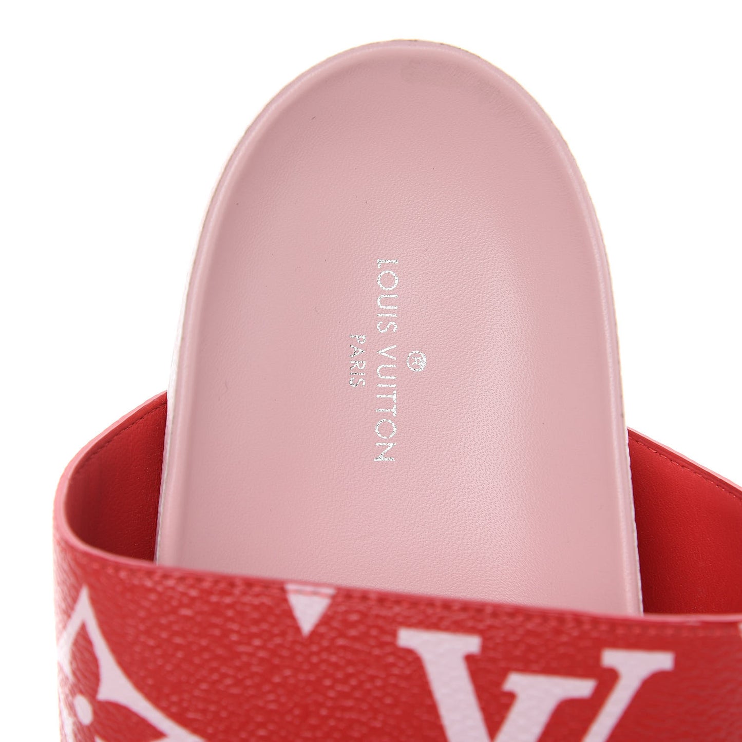 Monogram Giant Bom Dia Flat Mule Sandals 41 Rouge Rose