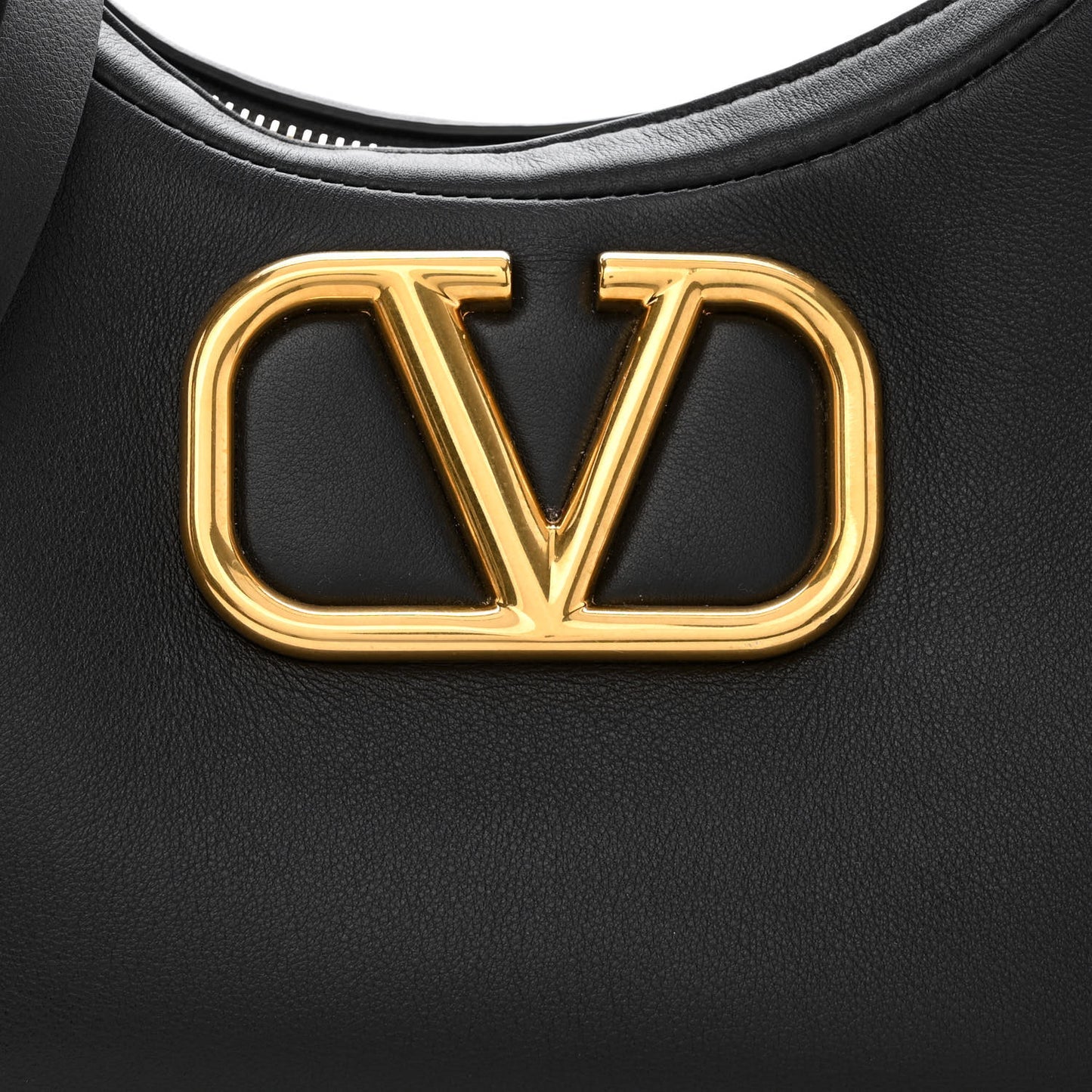Calfskin Stud Sign Zip Hobo Black