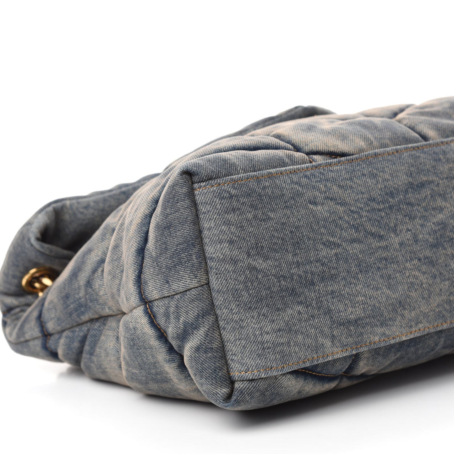 Denim Quilted Medium Loulou Puffer Monogram Chain Satchel Blue Cinnamon