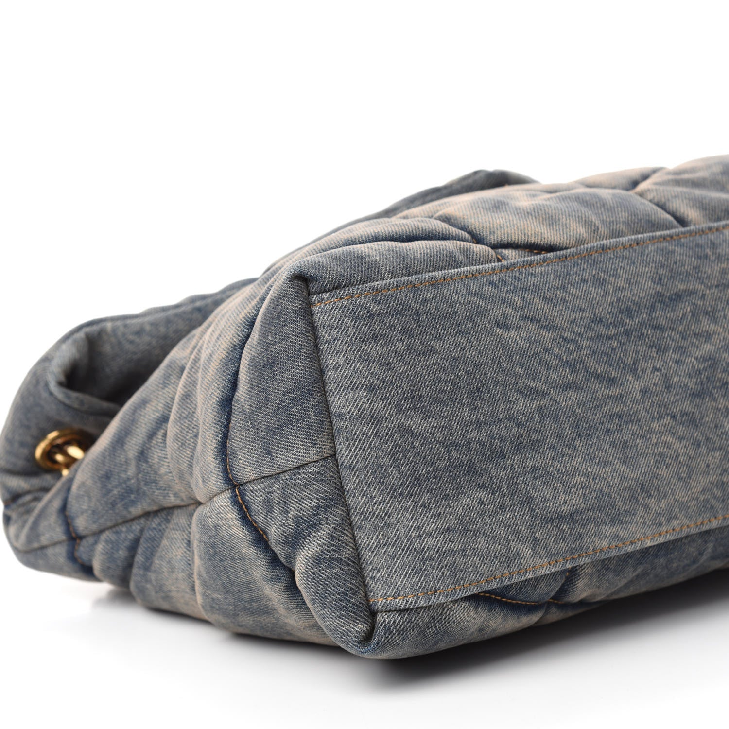 Saint Laurent Denim Quilted Medium Loulou Puffer Monogram Chain Satchel Blue Cinnamon 6 of 10