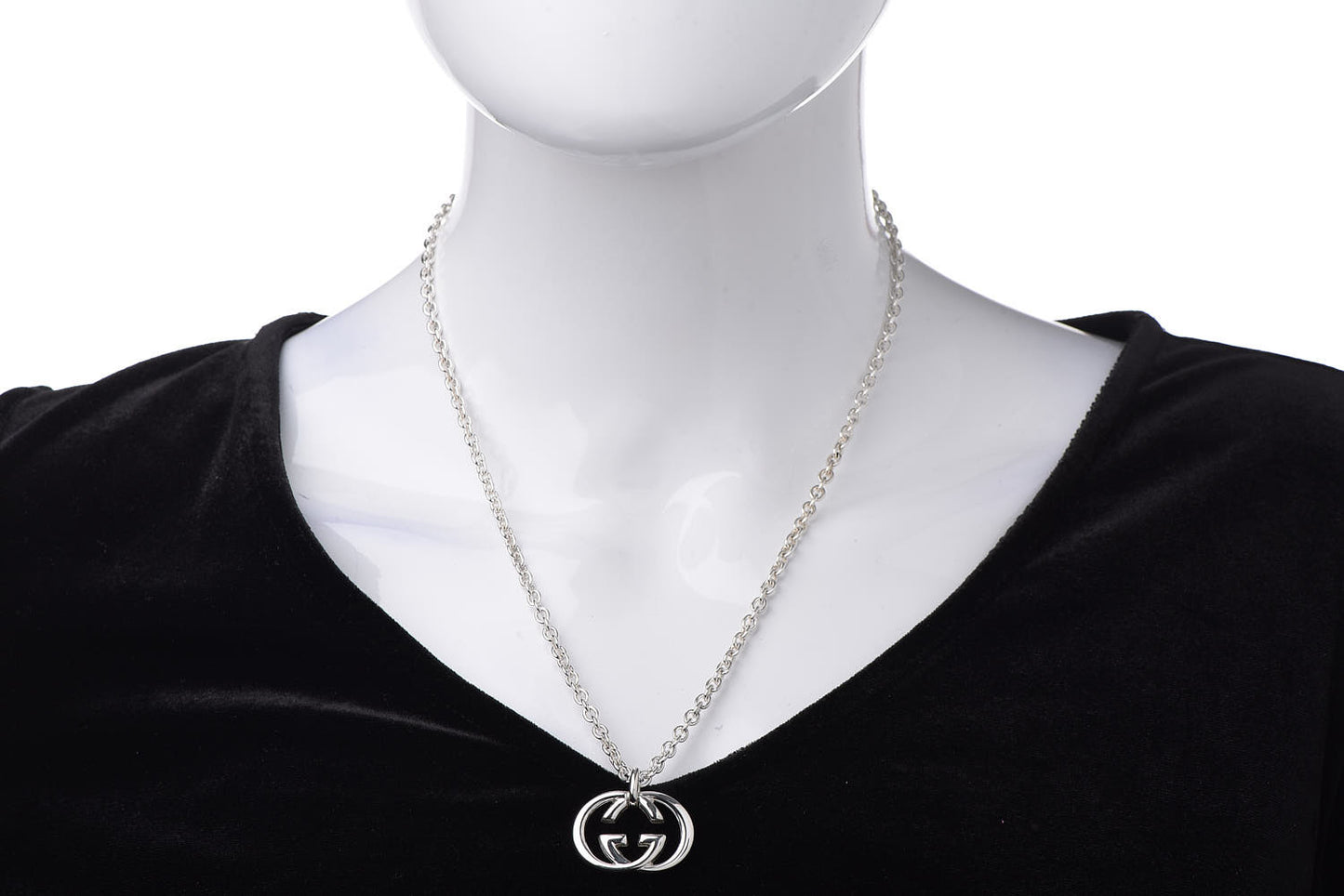 Sterling Silver Britt Interlocking GG Pendant Necklace