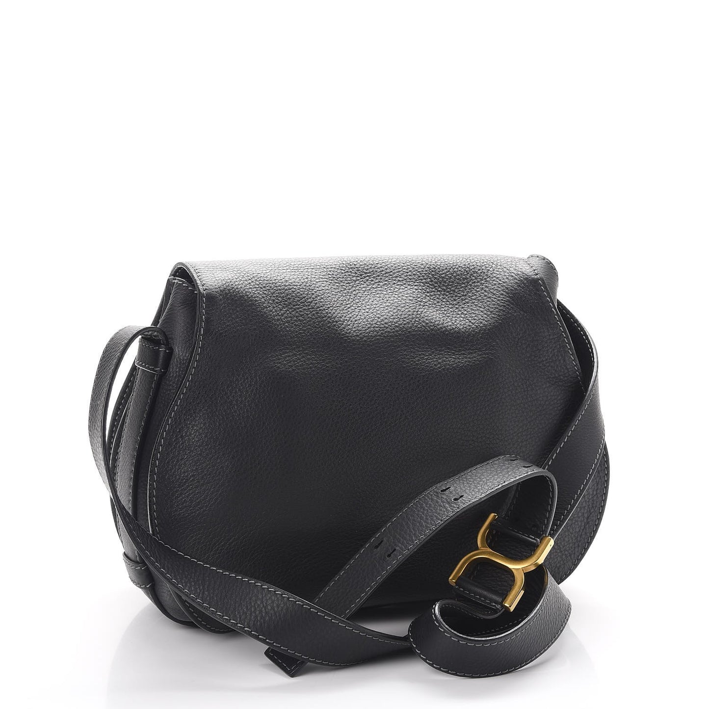 Calfskin Medium Marcie Round Crossbody Bag Black