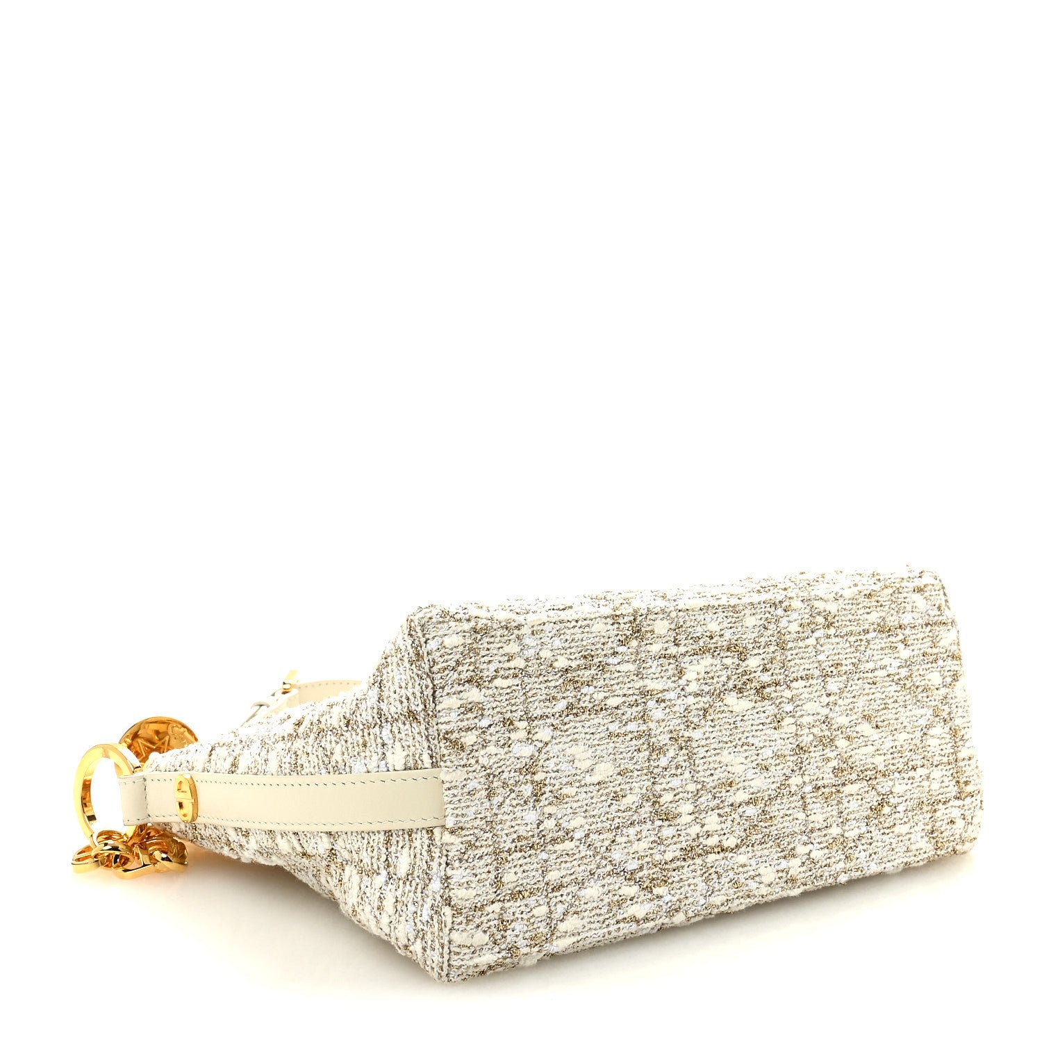 Christian Dior Tweed Cannage DiorStar Hobo Bag White Gold 4 of 10