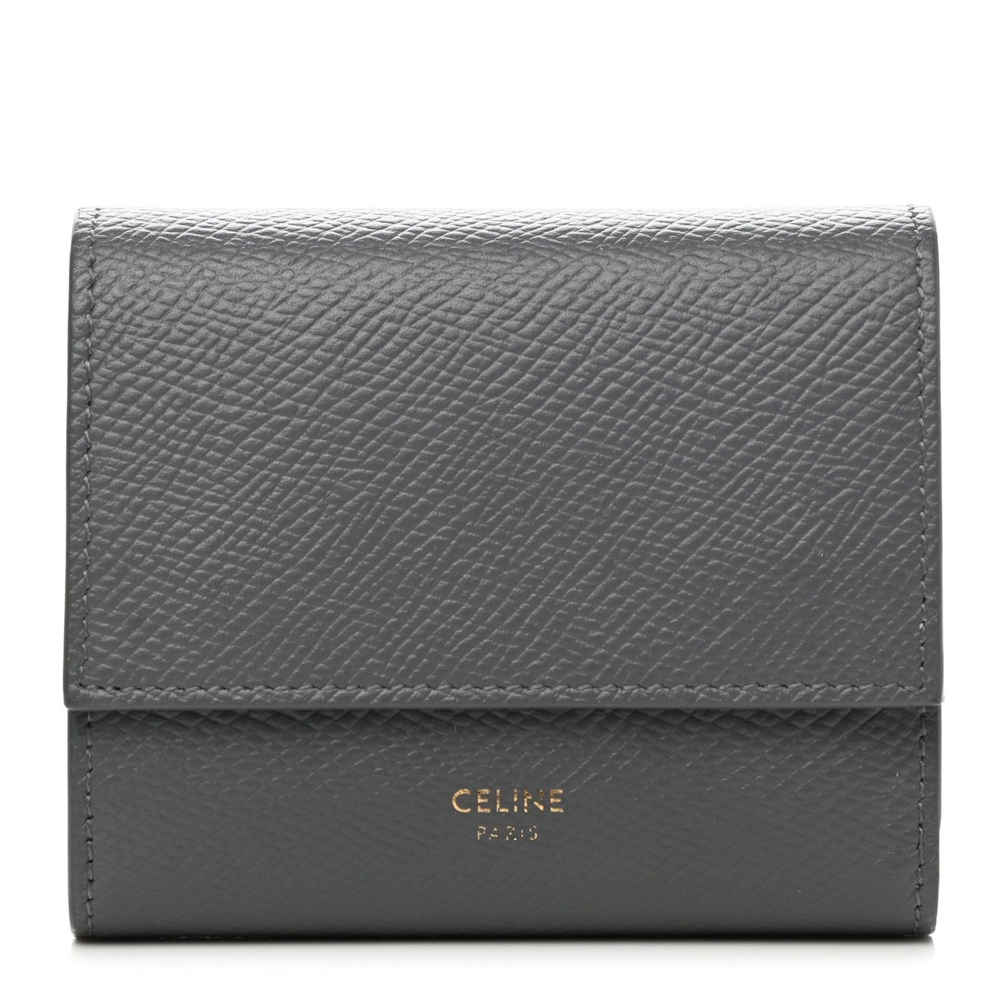 Grained Calfskin Small Multifunction Folded Wallet Kohl