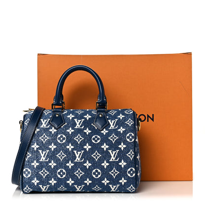 Louis Vuitton Monogram Jacquard Denim Speedy Bandouliere 25 Bleu 10 of 10