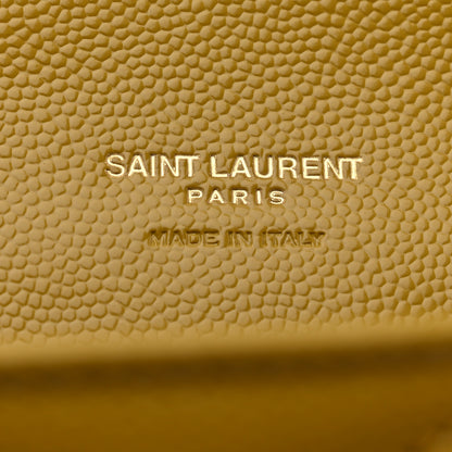 Saint Laurent Grain De Poudre Matelasse Chevron Monogram Envelope Clutch Mustard 6 of 8