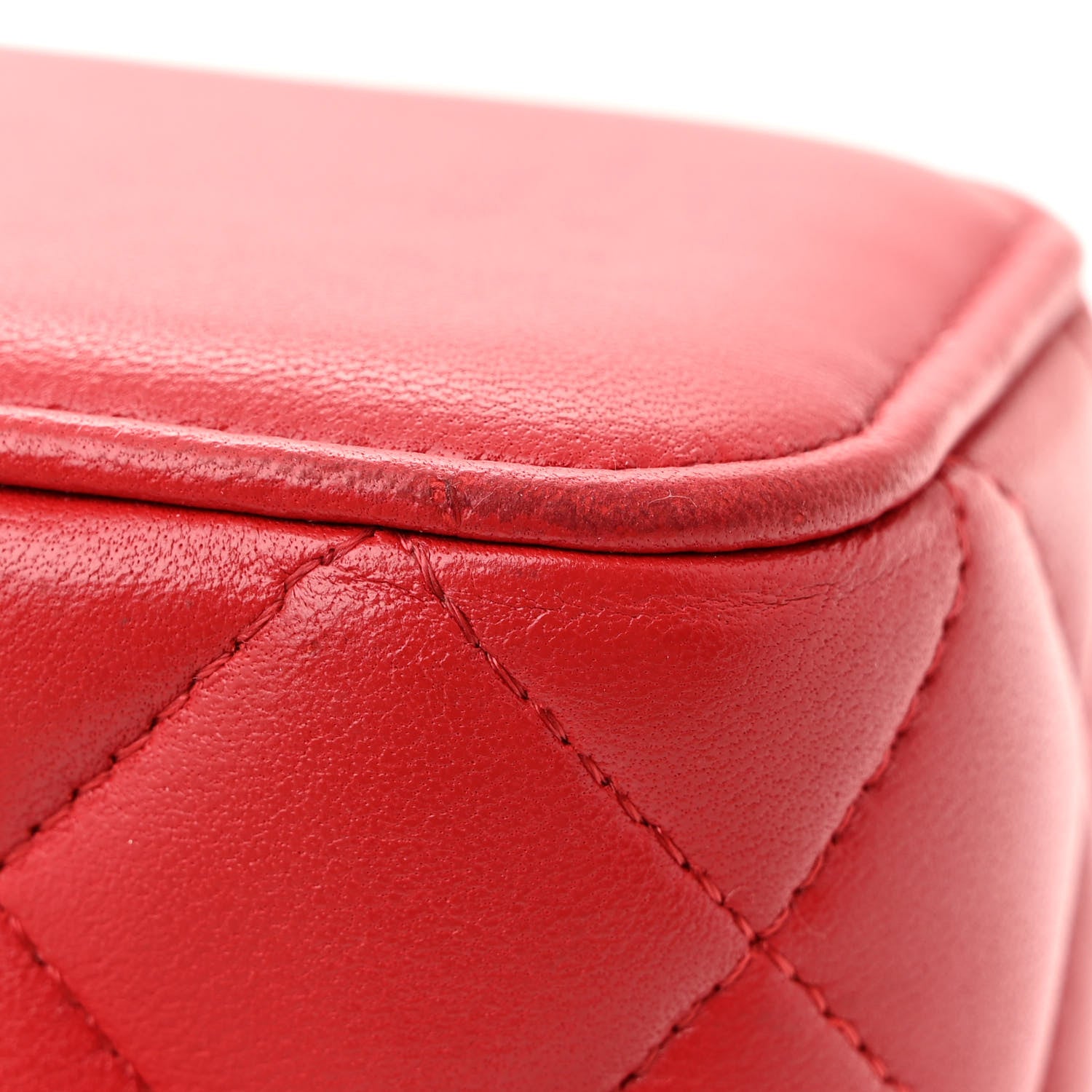 Chanel Lambskin Quilted Top Handle Mini Vanity Case With Chain Red 13 of 13
