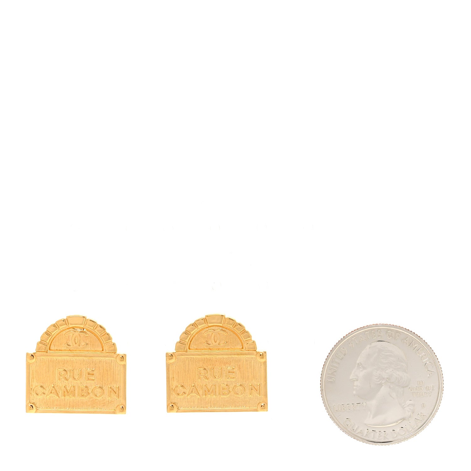 Chanel Metal Rue Cambon Earrings Gold 2 of 5