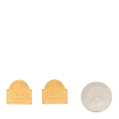 Chanel Metal Rue Cambon Earrings Gold 2 of 5