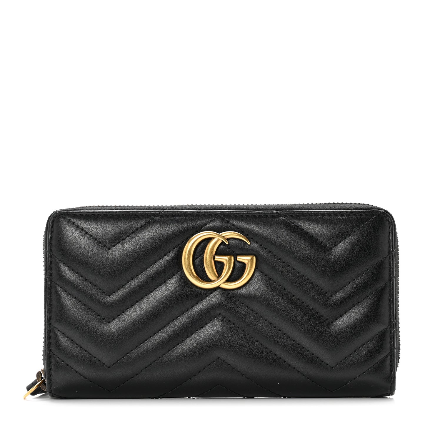 Calfskin Matelasse GG Marmont Zip Around Wallet Black