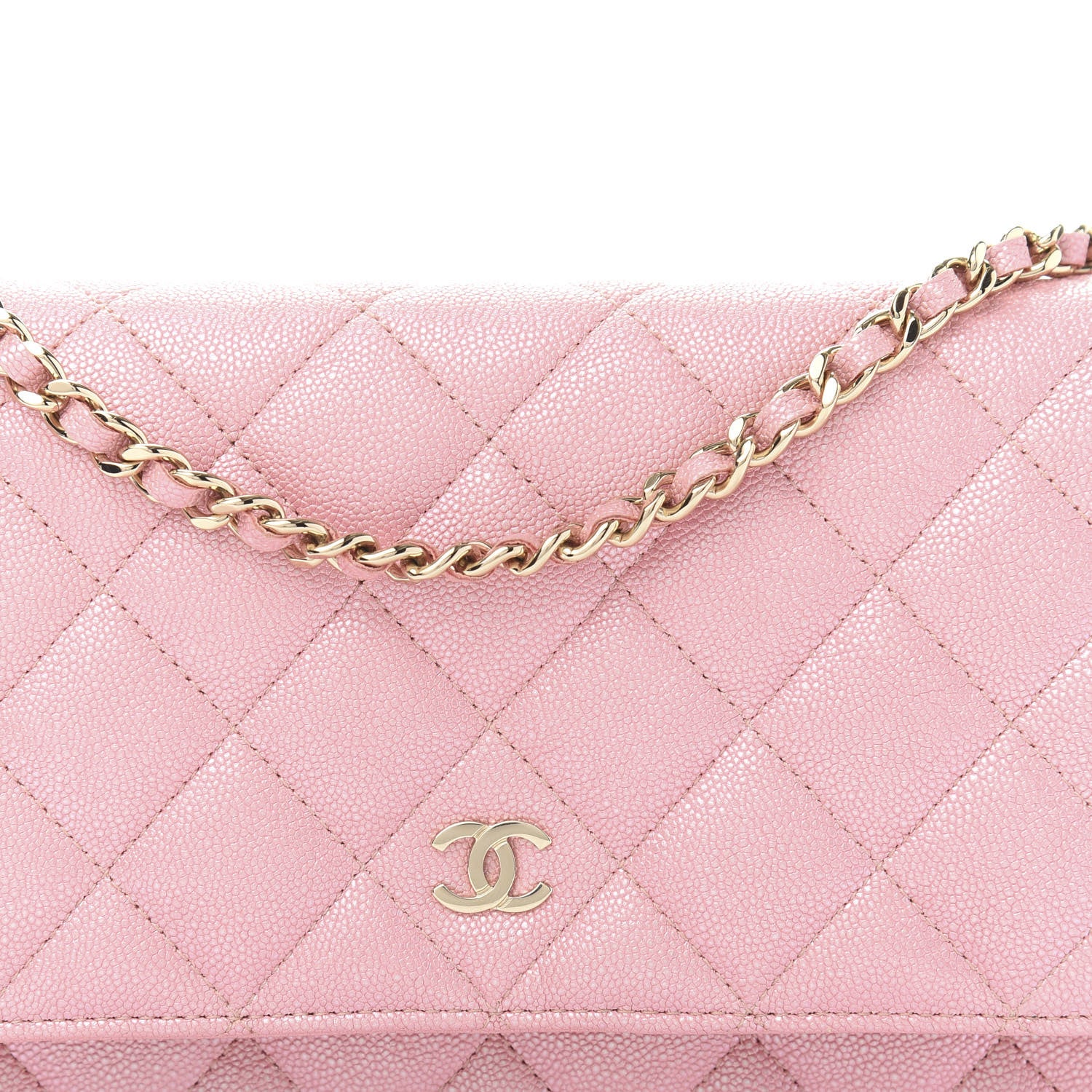 Chanel Iridescent Caviar Quilted Wallet on Chain WOC Pink 12 of 13