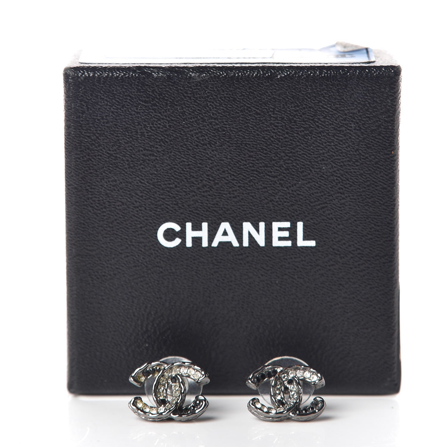 Chanel Ruthenium Crystal CC Earrings Silver Black 7 of 7