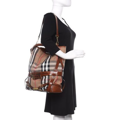 Burberry House Check Bridle Calfskin Medium Gosford Hobo Dark Tan 3 of 13