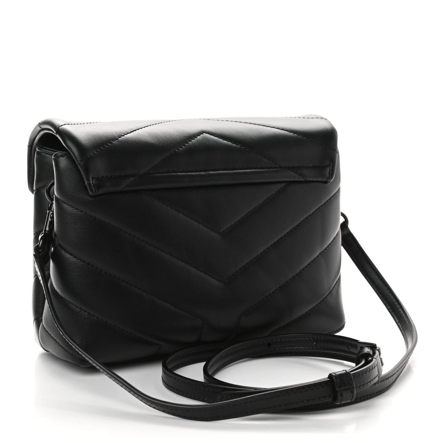 Calfskin Y Quilted Monogram Toy Loulou Crossbody Bag Black