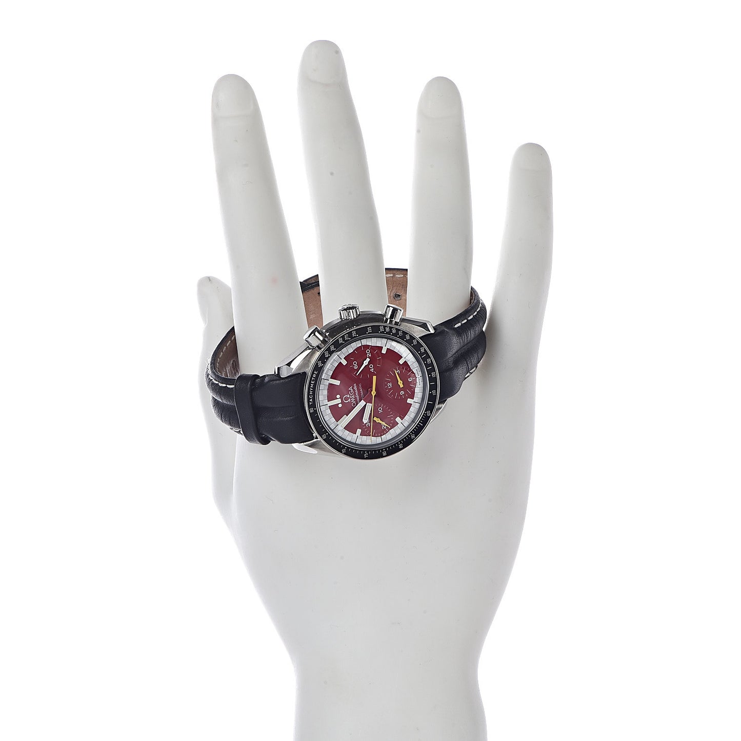 Stainless Steel Calfskin 39mm Speedmaster Schumacher Chronograph Automatic Watch Red 3510.61.00