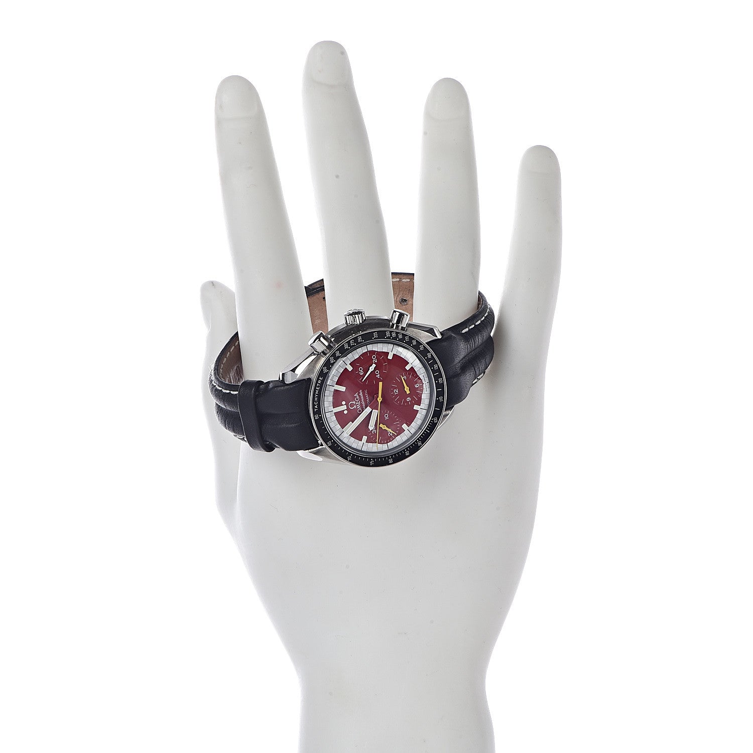 Omega Stainless Steel Calfskin 39mm Speedmaster Schumacher Chronograph Automatic Watch Red 3510.61.00 2 of 10